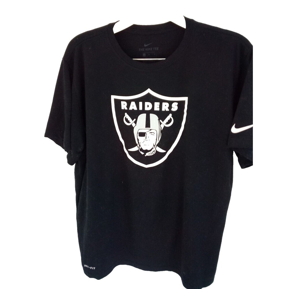 Women’s Nike Las Vegas Raiders Dri-Fit Logo Crew Neck T-Shirt Size Large